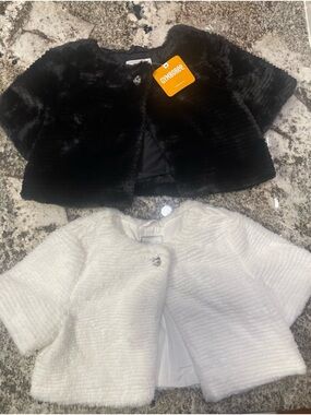 Gymboree Girls Faux Fur Bolero/Shrug Jackets in Black and White